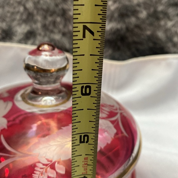 Bohemiam Ruby Red Crystal Glass Candy Dish - Picture 14 of 16